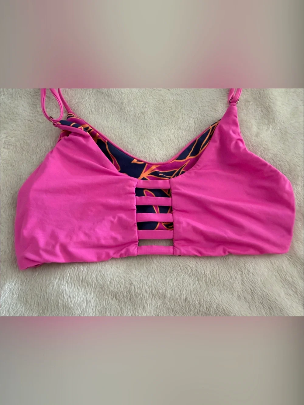 Women Hot Pink Floral Swimsuit top soft and fitting